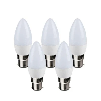 ELLY-DEE 5x LED Candle Light Bulb 6 Watt Warm White 3 Step Dimming B22 Bayonet 6W=40W