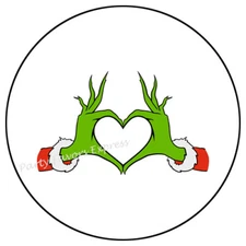 CHRISTMAS VILLAIN HEART HANDS ENVELOPE SEALS LABELS STICKERS PARTY FAVORS