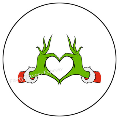 CHRISTMAS VILLAIN HEART HANDS ENVELOPE SEALS LABELS STICKERS PARTY FAVORS