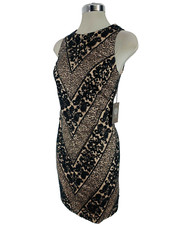 Vince Camuto Elegant Formal BLACK/NUDE Sequin Lace Cocktail Dress size 2 New!