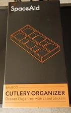 NEW SpaceAid Bamboo Cutlery Organizer with Labels, Kitchen Utensil Tray [BB0013]