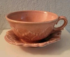 Woodfield Steubenville Grape Leaf Coral Flat Cup & Woodfield Woodside Ashtray