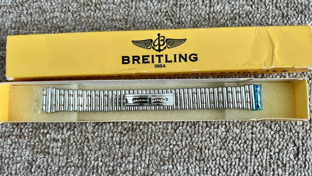 Rare New Breitling Rouleaux Bullet Bracelet 16mm Vintage Steel Gold