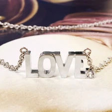 LOVE Letter Necklace stainless steel pendant with white one Crystal By Controse