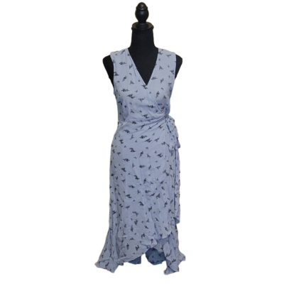 GANNI Georgette Sleeveless Wrap Midi Dress | eBay