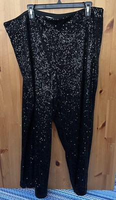 LOFT Women's Black Sequin Regular Fit Straight Leg Lined Pants - Size 18 NWT