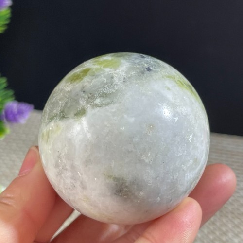 Restauro Sferico di Sfera di Cristallo di Giada Lantiana Lucida Naturale 221g b278 - Foto 9 di 15