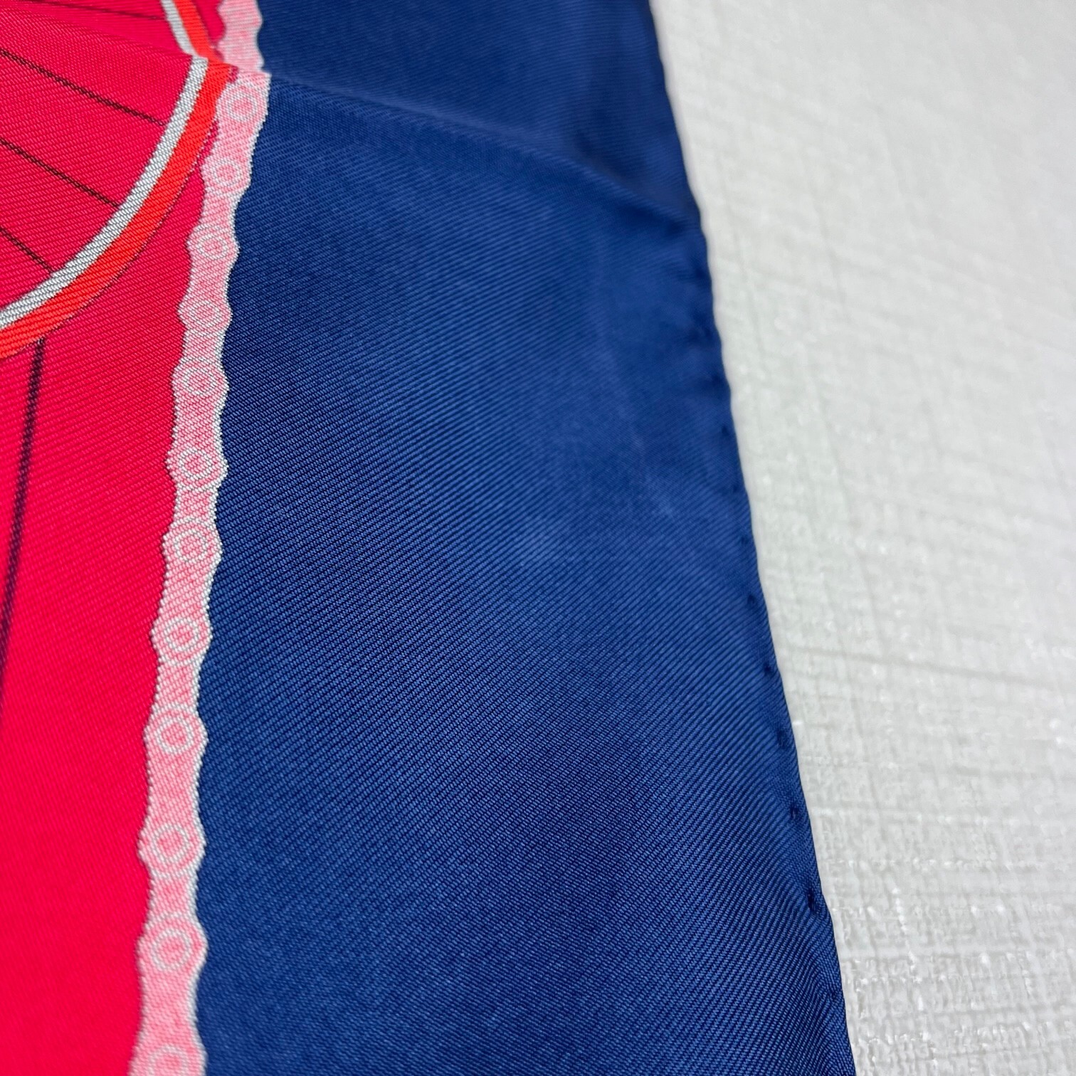 HERMES Carre 90 Scarf LES BECANES Bicycle Red Blue Silk 100percent Auth Used image 7