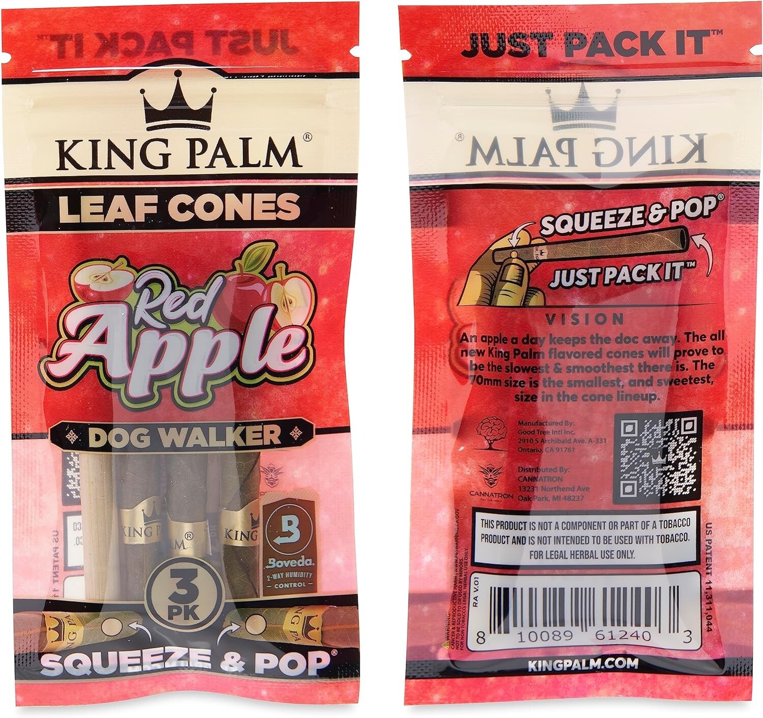 King Palm Dog Walker Red Apple Palm Leaf Rolls 2 Packs of 3
