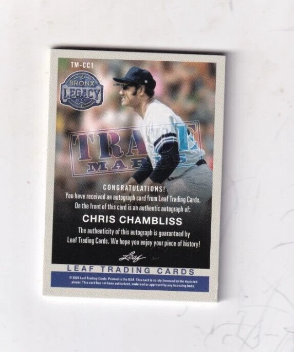2024 CHRIS CHAMBLISS LEAF BRONX LEGACY AUTO/AUTOGRAPH 21/35 NEW YORK YANKEES - Image 2 of 2