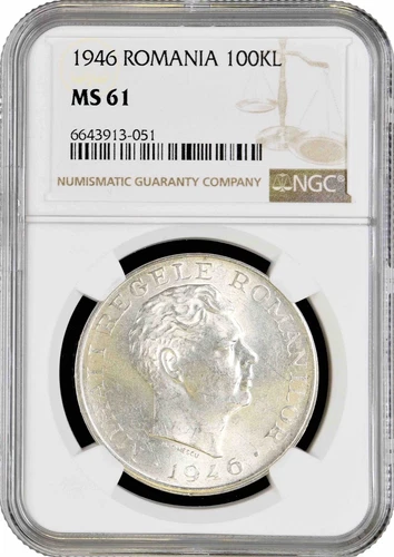 Romania 100.000 lei 1946, NGC MS61, "King Michael I (1940 - 1947)"