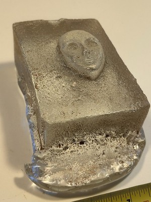 Handgefertigte Glasskulptur Gesicht Briefbeschwerer Ornament ungewöhnlich NEU