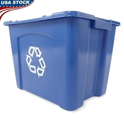 Stackable 14 Gal Recycling Bin Durable Resin Handles Commercial Indoor Outdoor