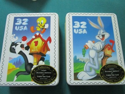 Case Stationery Box 32 USA Stamp Tin Writing Sheets Envelopes Cards 46pcs Pick1