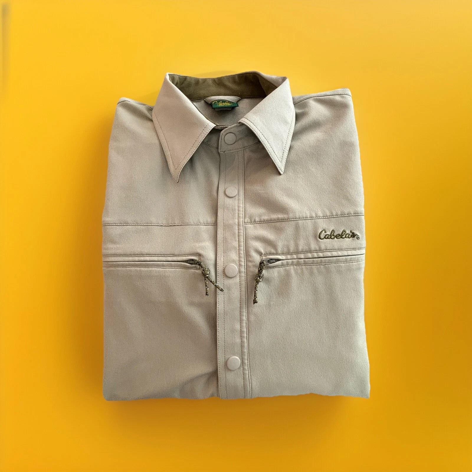 Cabelas Button Down Long Sleeve Utility Snap Vented Outdoors Mens Small