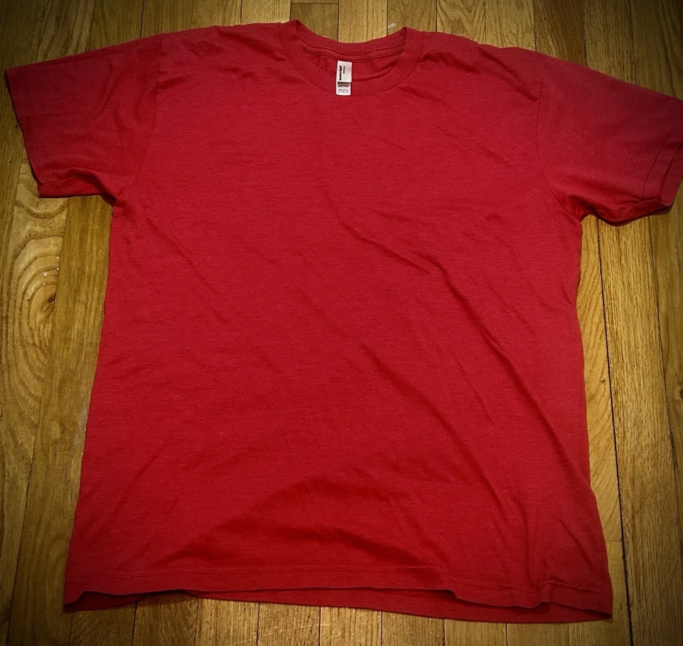 American Apparel 50/50 T-Shirt  3-Pack Heather Charcoal, Navy & Red Size Large - Image 4 of 4