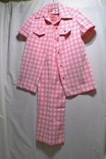 Vintage Pants Suit Andrea Gayle 60s-70s Salmon Pink Flare Sz. 6 Med
