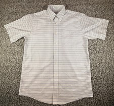 L.L. Bean Wrinkle Resistant Button Down Shirt Mens 15 R Blue Short Sleeves READ