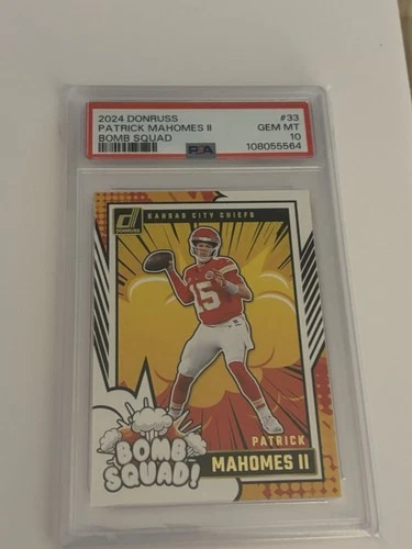 PATRICK MAHOMES II 2024 Donruss #33 BOMB SQUAD PSA 10 Kansas City Chiefs