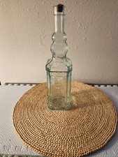 Botella dispensadora de bebidas de vidrio verde aguamarina claro vintage de 12"