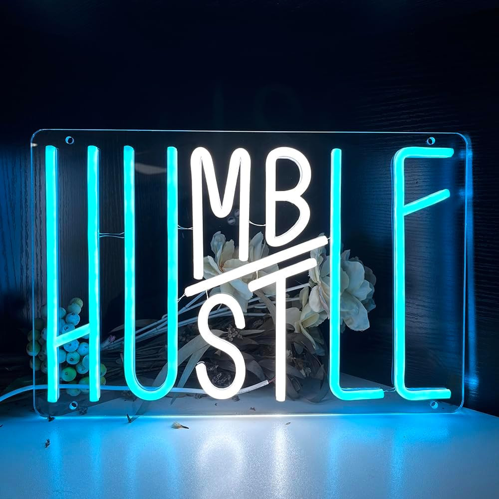 Hustle Neon Sign Led Neon Sign for Home Gym Decor Man Cave Living Room Art Decor