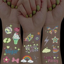 Free Duty Tax Glow in Dark Temporary Tattoos Adult - 126 PC; Festival Vibe