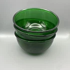 3 Vintage Anchor Hocking Bowls Forest Green Glass 6" Bowl Cereal Serving Mixing