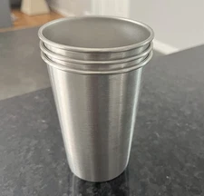 4 Pack Stainless Steel Cups 16oz Pint Cup Tumbler Premium Metal Drinking - Cup