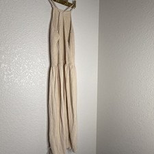 Free People FP beach Spell On You Maxi gauze cinch Dress tan oat US Medium