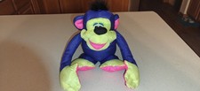 Fisher Price 1994 Puffalump Blue Chattering Chimp Monkey Stuffed Animal Plush