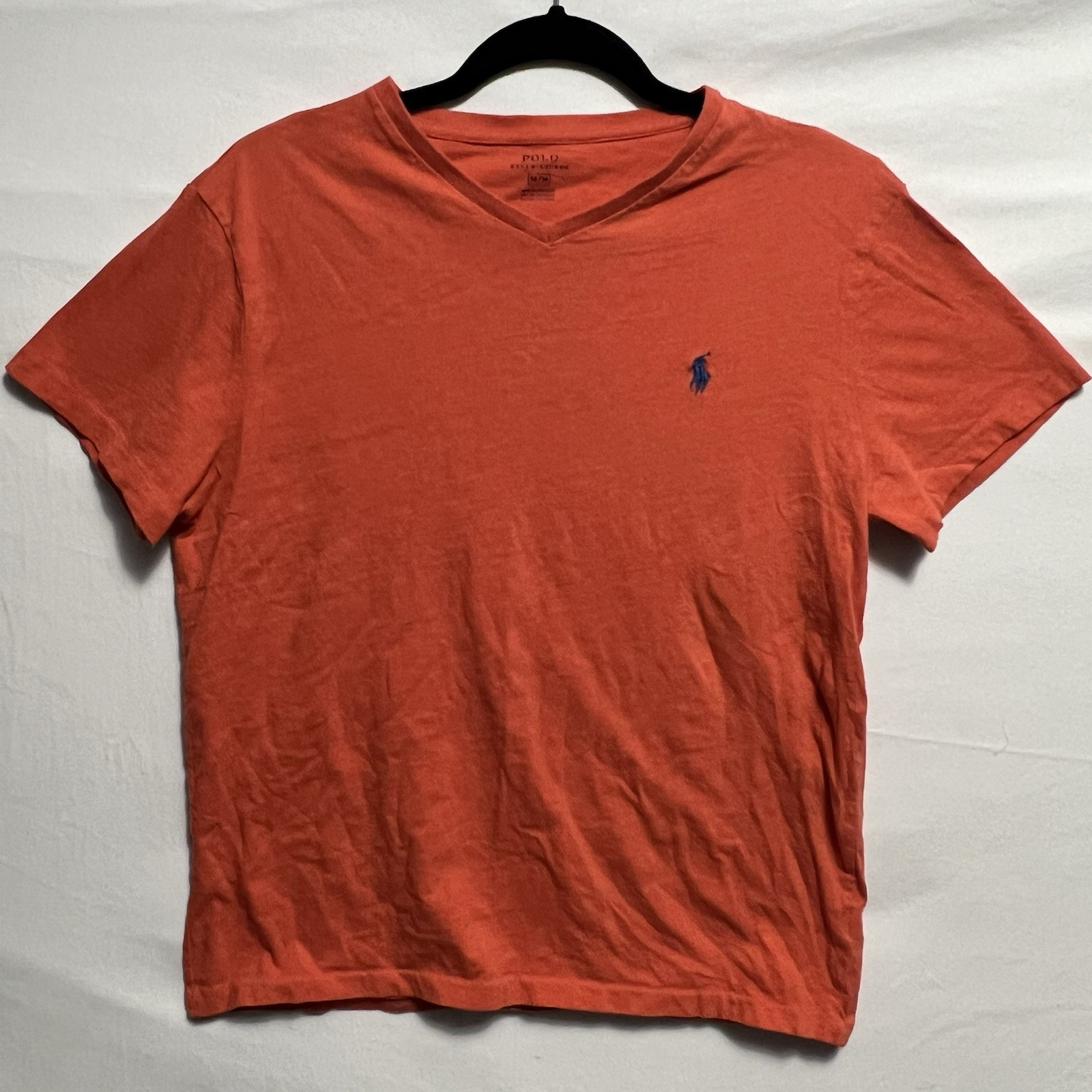 PONY Polo Ralph Lauren camicia media arancione classica casual t shirt scollo a V 100% cotone