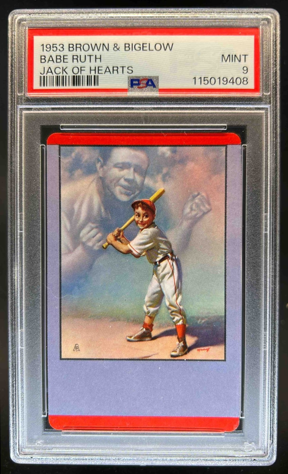 1953 Brown & Bigelow Babe Ruth Jack Of Hearts PSA 9 view 1