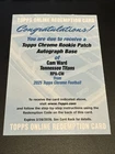 2025 Topps Chrome Cam Ward Rookie Patch Autographs (RAW)
