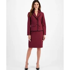 Le Suit Women's Pink Contrast Trim Printed Skirt Suit NWT Size 14P