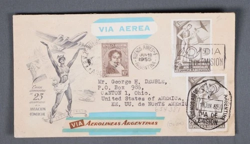 MayfairStamps Argentina FDC 1955 Commercial Aviation Anniversary Argentina Airli