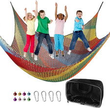Playground Safety Net 6.5' X 9.8', Double Layers Climbing Cargo Net for Kids, Mu