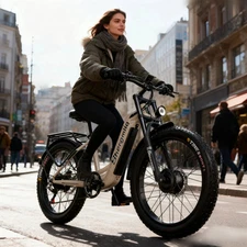 NEW Dual Motor Electric Bike 26" Fat Tyre 17.5Ah 48V E-Mountain Bike US STOCK