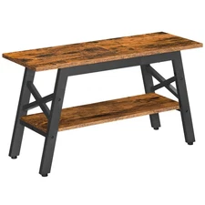 2-Tier Shoe Bench with Storage, 31.5" L Shoe Rack Organizer, Industrial Entry...