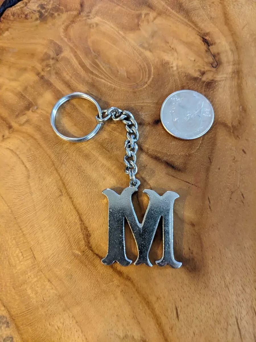 Letter M Keychain Silver Stainless Metal Initial Key Ring Fob, Personalized  Gift