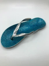 Flip Flop Sandal Metal Trinket Dish AS IS Rough Overall Condition Unusual