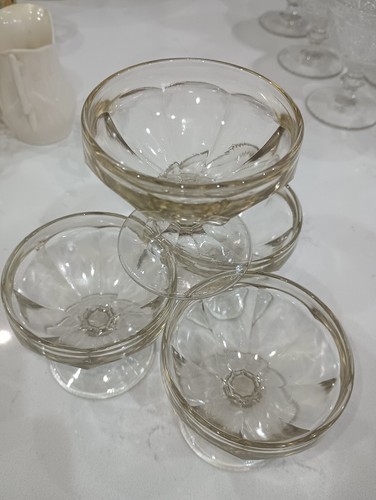 1940s-50s, Set of 4 Glass Footed Dessert Ice Cream Pudding Sherbet Cups! L@@K! - Picture 4 of 8