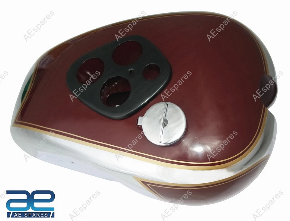 For Triumph T90 5T Speed Twin Chrome Cherry Paint Petrol Fuel Gas Tank 1948 ECs - Imagem 3 de 4