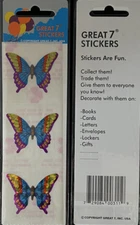 12 packages of Prismatic Butterfly Stickers, "Great 7" Sticker Designs, PPZ3810