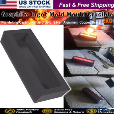 Graphite Ingot Mold For Melting Casting Gold Silver Aluminum Copper Brass (2KG)