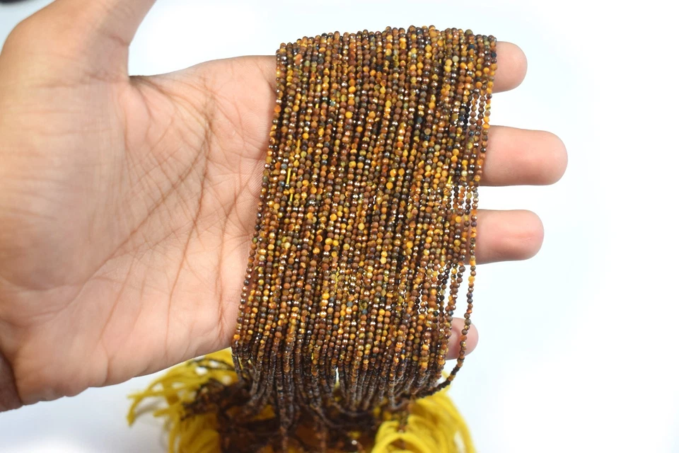 2 Strang 2-3 MM AAA + Natürliches Tigerauge Mikro Facettiert Rund Edelstein P... - Bild 4 von 4