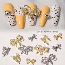 3D Glitter Metal Manicure DIY Ribbon Zircon Bowknot Drill Nail Art Decoration
