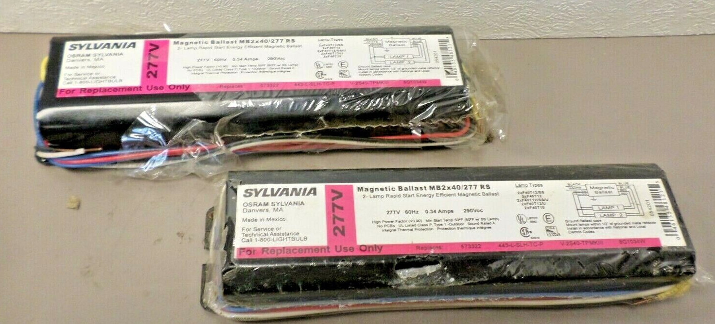 LOT OF 2 SYLVANIA LIGHTING BALLASTS MB2x40/277 RS eBay