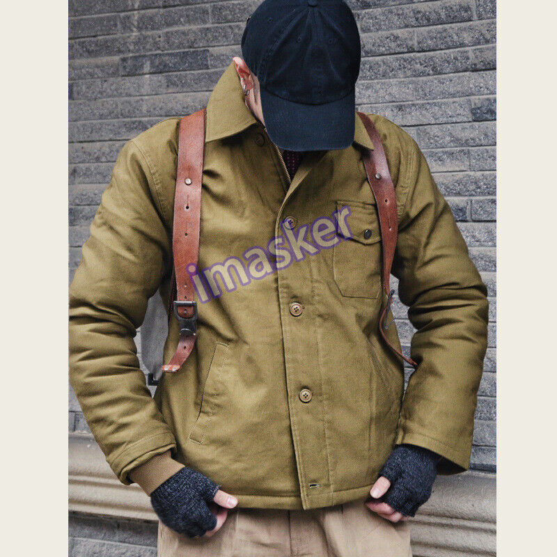 Military US Navy A2 Deck Jacket Men Amekaji Wear Winter Thicken