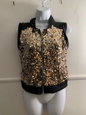Dance Costume Small or Large Adult Gold Sequin HipHop Top Weissman DUET