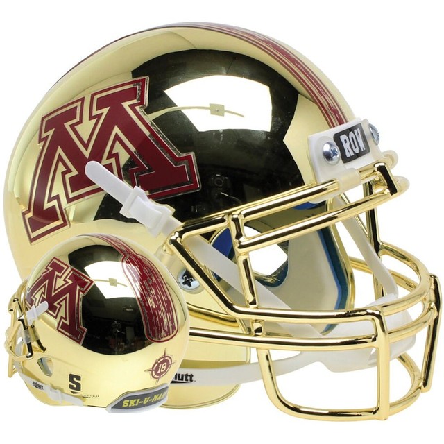Minnesota Golden Gophers Gold Chrome Schutt Mini Authentic Football